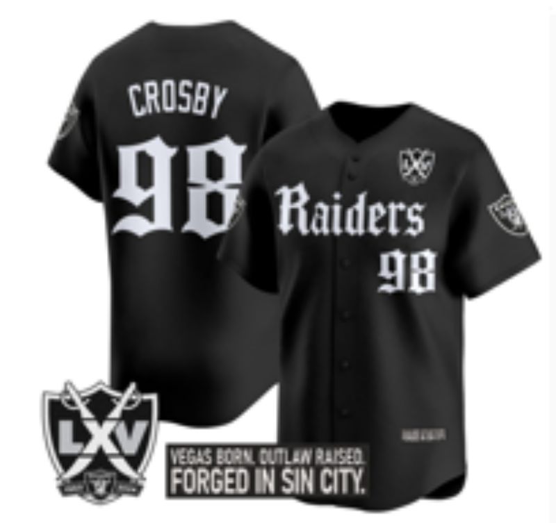 Men 2025 Oakland Raiders 98 Crosby Black 6th generation Joint Name Nike Limited NFL Jersey style 06